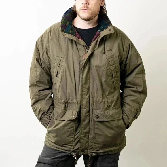 Vintage 90s Olive Green Puffer Hunting Jacket by CB Sports - M - Picture 1 of 10